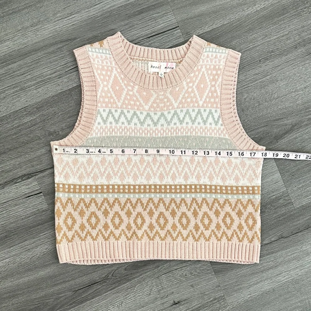 Hazel Moon Sweater Vest Knit Top Pink - Picture 5 of 10